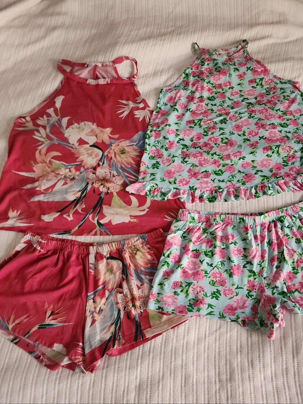 Bundle Flora Nikrooz Floral Halter Sleep Set in Pink & Mint 2 Pair Set